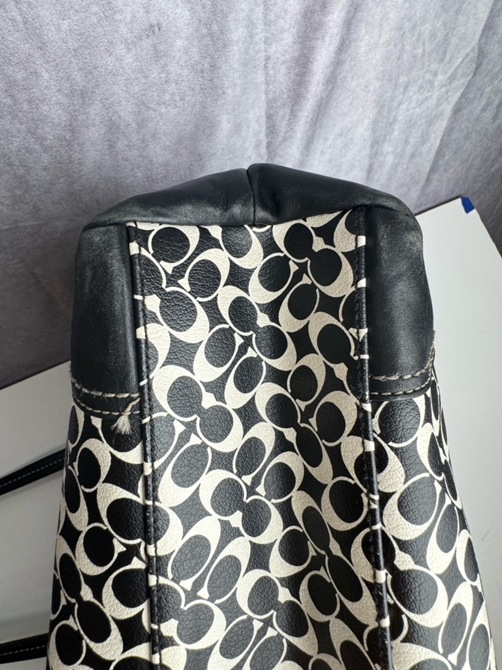 Coach Chelsea Heritage Stripe Tote Work Diaper Shoulde Bag Leather Canvas Large - Picture 9 of 9